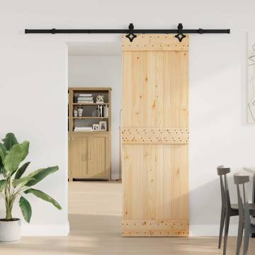  Sliding Door with Hardware Set 70x210 cm Solid Wood Pine