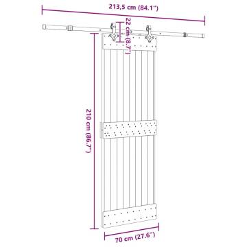  Sliding Door with Hardware Set 70x210 cm Solid Wood Pine