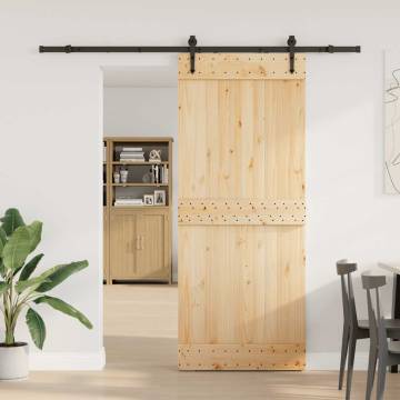  Sliding Door with Hardware Set 85x210 cm Solid Wood Pine