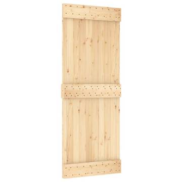  Sliding Door with Hardware Set 85x210 cm Solid Wood Pine