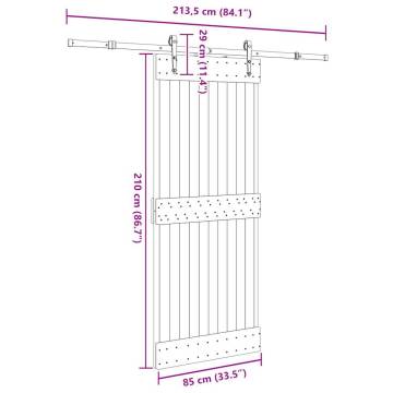  Sliding Door with Hardware Set 85x210 cm Solid Wood Pine