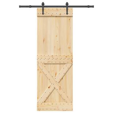  Sliding Door with Hardware Set 80x210 cm Solid Wood Pine