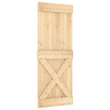  Sliding Door with Hardware Set 80x210 cm Solid Wood Pine