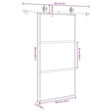  Sliding Door with Hardware Set 102,5x205 cm Tempered Glass&Aluminium