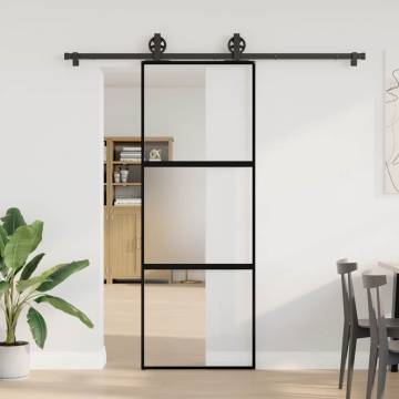  Sliding Door with Hardware Set 76x205 cm Tempered Glass&Aluminium