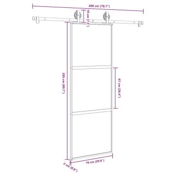  Sliding Door with Hardware Set 76x205 cm Tempered Glass&Aluminium