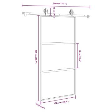  Sliding Door with Hardware Set 102,5x205 cm Tempered Glass&Aluminium