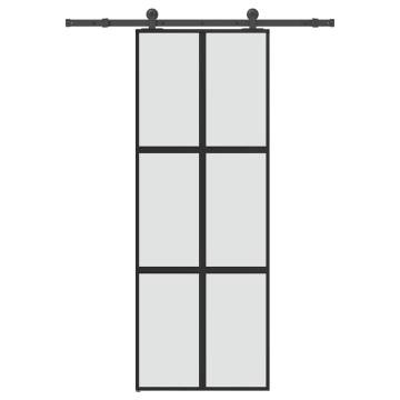  Sliding Door with Hardware Set 76x205 cm Tempered Glass&Aluminium