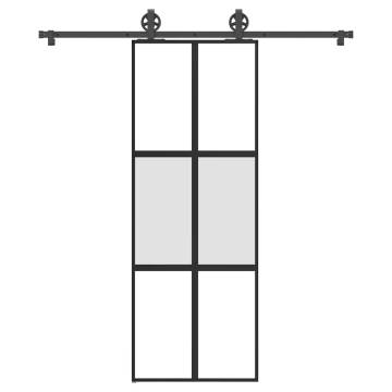  Sliding Door with Hardware Set 76x205 cm Tempered Glass&Aluminium