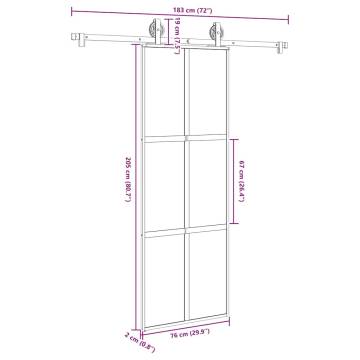  Sliding Door with Hardware Set 76x205 cm Tempered Glass&Aluminium