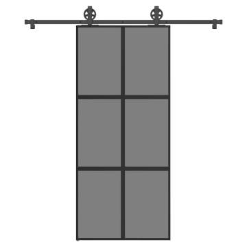  Sliding Door with Hardware Set 90x205 cm Tempered Glass&Aluminium