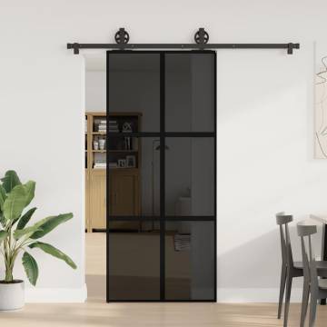  Sliding Door with Hardware Set 90x205 cm Tempered Glass&Aluminium