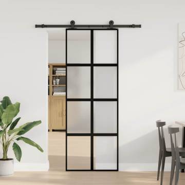  Sliding Door with Hardware Set 76x205 cm Tempered Glass&Aluminium