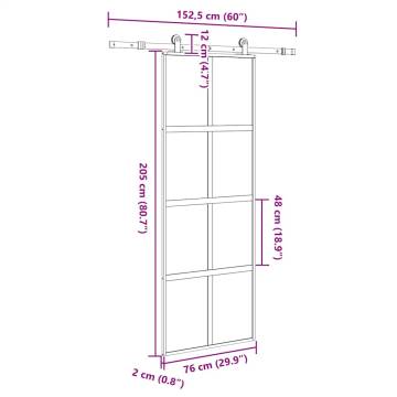  Sliding Door with Hardware Set 76x205 cm Tempered Glass&Aluminium