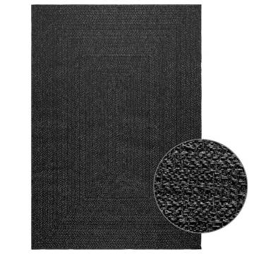  Rug ZIZUR Anthracite 140x200 cm Jute Look Indoor and Outdoor