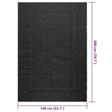  Rug ZIZUR Anthracite 140x200 cm Jute Look Indoor and Outdoor