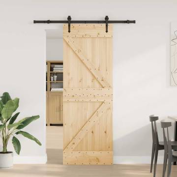  Sliding Door with Hardware Set 70x210 cm Solid Wood Pine