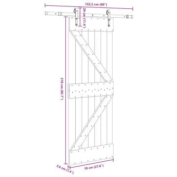  Sliding Door with Hardware Set 70x210 cm Solid Wood Pine