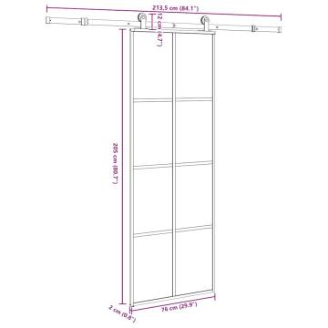  Sliding Door with Hardware Set 76x205 cm ESG Glass&Aluminium