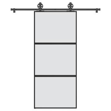  Sliding Door with Hardware Set 90x205 cm Tempered Glass&Aluminium