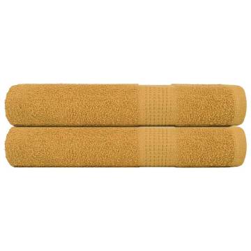  Towels 2 pcs Gold 100x200 cm 360 gsm 100% Cotton