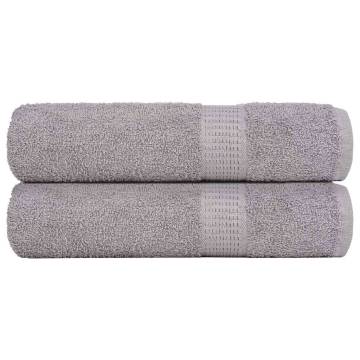  Hand Towels 2 pcs Grey 50x100 cm 360 gsm 100% Cotton