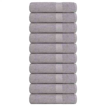  Hand Towels 10 pcs Grey 50x100 cm 360 gsm 100% Cotton