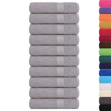  Hand Towels 10 pcs Grey 50x100 cm 360 gsm 100% Cotton