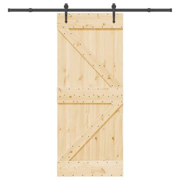  Sliding Door with Hardware Set 85x210 cm Solid Wood Pine