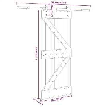  Sliding Door with Hardware Set 85x210 cm Solid Wood Pine