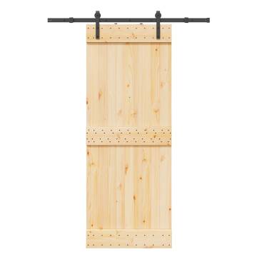  Sliding Door with Hardware Set 80x210 cm Solid Wood Pine