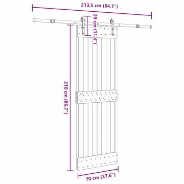  Sliding Door with Hardware Set 70x210 cm Solid Wood Pine