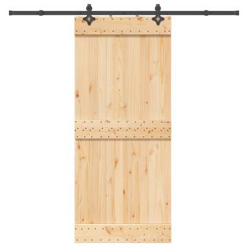  Sliding Door with Hardware Set 90x210 cm Solid Wood Pine