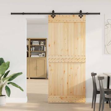  Sliding Door with Hardware Set 90x210 cm Solid Wood Pine