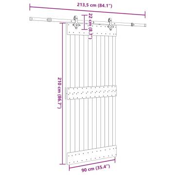  Sliding Door with Hardware Set 90x210 cm Solid Wood Pine