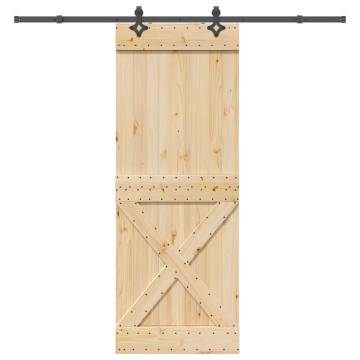  Sliding Door with Hardware Set 85x210 cm Solid Wood Pine