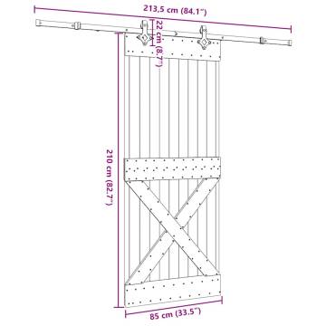  Sliding Door with Hardware Set 85x210 cm Solid Wood Pine