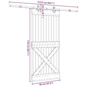  Sliding Door with Hardware Set 95x210 cm Solid Wood Pine