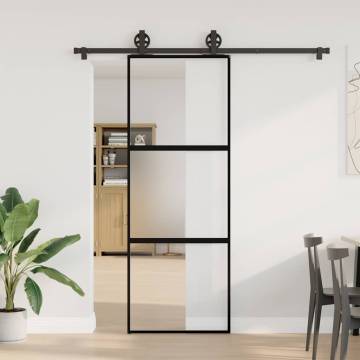  Sliding Door with Hardware Set 76x205 cm Tempered Glass&Aluminium