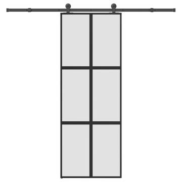  Sliding Door with Hardware Set 76x205 cm Tempered Glass&Aluminium