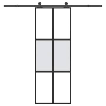  Sliding Door with Hardware Set 76x205 cm Tempered Glass&Aluminium