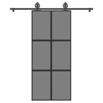  Sliding Door with Hardware Set 90x205 cm Tempered Glass&Aluminium