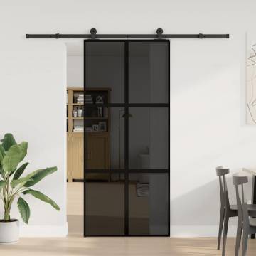  Sliding Door with Hardware Set 90x205 cm Tempered Glass&Aluminium