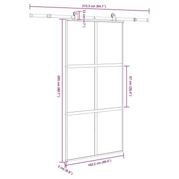  Sliding Door with Hardware Set 102,5x205 cm Tempered Glass&Aluminium