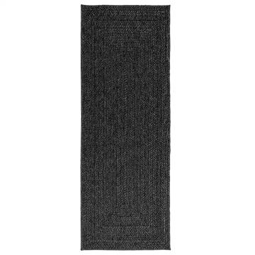  Rug ZIZUR Anthracite 80x200 cm Jute Look Indoor and Outdoor