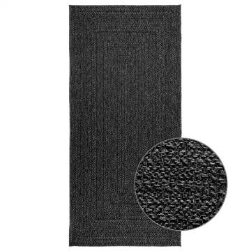  Rug ZIZUR Anthracite 100x200 cm Jute Look Indoor and Outdoor