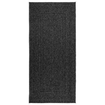  Rug ZIZUR Anthracite 100x200 cm Jute Look Indoor and Outdoor