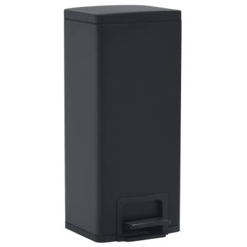 Dustbin with Pedal Anti-fingerprint 30L Black Stainless Steel