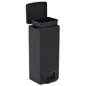 Dustbin with Pedal Anti-fingerprint 30L Black Stainless Steel