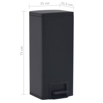 Dustbin with Pedal Anti-fingerprint 30L Black Stainless Steel